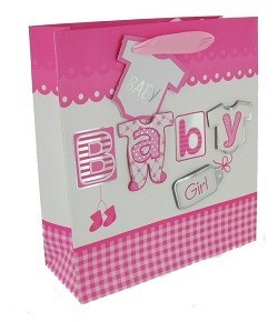 BABY SHOWER / BIRTH GIFT BAG - BABY PINK (12 pcs)
