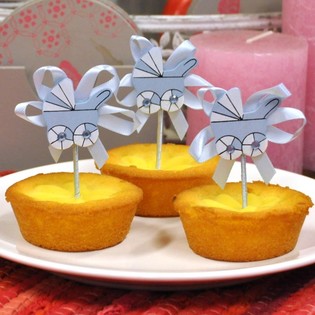 Baby Shower Cupcake Topper - Blue Pram (12 pcs)