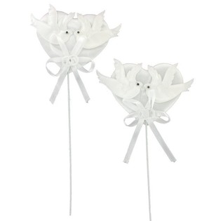 Cake Topper - Lovebirds on Heart (12 pcs.)