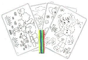 COLORING SHEETS WITH FELT-TIP PENS (12 pcs)