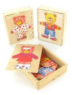 Cute Wooden Bear Dress-Up Puzzle Box (12 pcs)