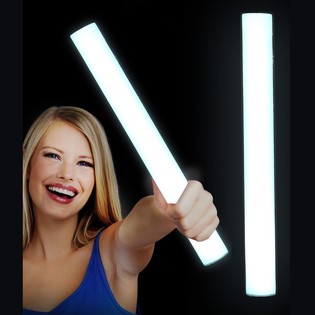 LED Foam Light Stick Single Color - Party Baton - WHITE (24 pcs)