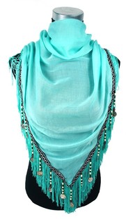 Luxury Scarf with Fringes Turquoise (1 pc)