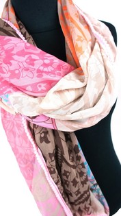 Luxury Ibiza Style Scarf Pink/Brown/Orange (1 pc)