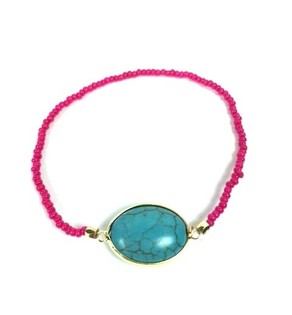 Fuchsia Ibiza-Style Bracelet with Stone (1 pc)