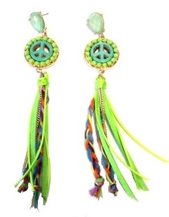 Ibiza Style Green Peace Earrings (1 pc.)