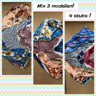 Luxury Silk Triangle Scarf Double-Sided Mixed Models (4 pcs)
