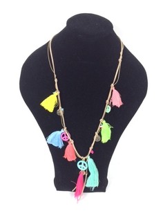 Ibiza Style Necklace with Tassels & Peace Signs (1 pc)