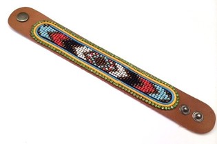 Leather Bracelet Aztek Green Strass (1 pc)