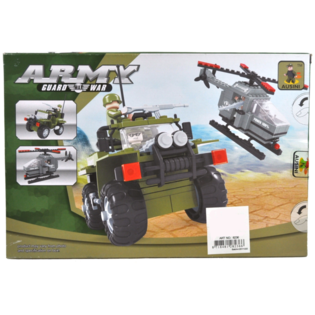 BRICKS Toy Building Blocks Army Helicopter & Jeep Set
