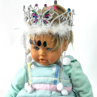 SILVER crown with WHITE PLUSH EDGE and choirs (12st).