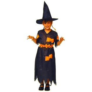 WITCH DRESS ORANGE / BLACK CHILDREN - SIZE 98