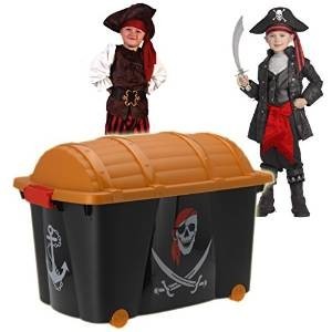 Large Toy Storage Chest with Pirate Motif | 60L on Wheels