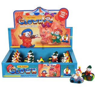 Clown on Vehicle Pencil Sharpener in Display (24 pcs)