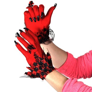 Devil Gloves with Long Nails for Women (6 pcs)