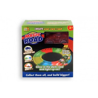 MAGIC ROAD WITH GLOW IN THE DARK CAR, 48 Parts (2 pieces)
