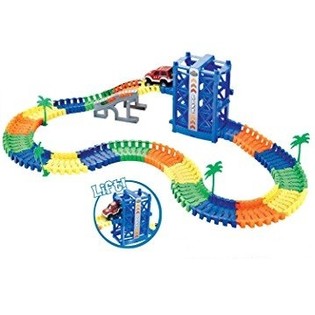Large MAGIC ROAD Track Set with Glow in the Dark Car & Lift, 136 Pcs