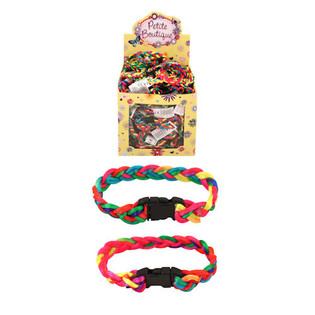 BRAIDED NEON COLORED CHILDREN BRACELETS IN DISPLAY (144pcs)