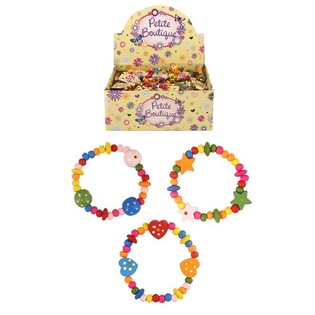 WOODEN CHILDREN'S BRACELETS IN DISPLAY (144 pcs)