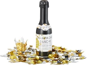 Champagne bottle Confetti cannon 31 cm - Color: silver gold (4 pcs.)
