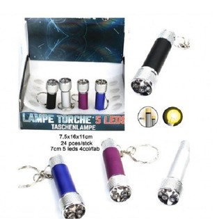 5 LEDs FLASHLIGHT ON KEY RING IN DISPLAY (24 pcs)