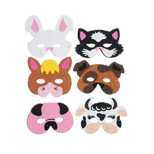 MIX FARM ANIMALS MASKS FROM FOAM (24st.)
