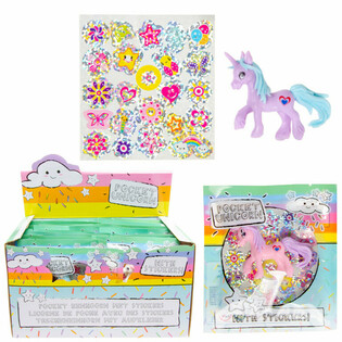 POCKET UNICORN - UNICORN + STICKERS IN GIFTBAG - IN DISPLAY (24pcs)