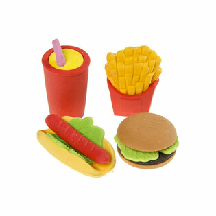 4-Piece Fast Food Eraser Set (Display Box of 12)