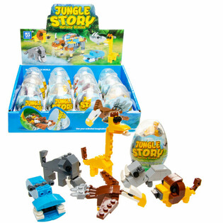 Brick Building Blocks in Egg - Mix Jungle Animals (12 pcs)