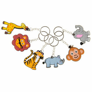 JUNGLE ANIMAL KEYRINGS (48 pcs)