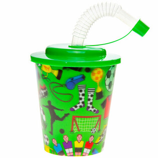 Drinking Cup / Ice Cream Cup with Straw - Footballers (12 pcs)