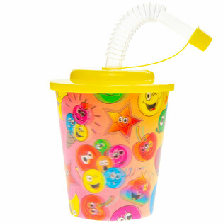 Drinking Cup / Slush Cup with Straw – Smiley, 250ml (12 pcs)