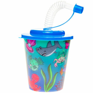 DRINKING CUP / ICE CREAM CUP WITH STRAW – SEA LIFE (12 pcs)