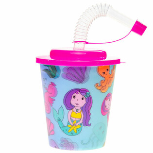 Drinking Cup / Ice Cream Cup with Straw – Mermaid (12 pcs)