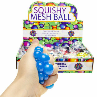 SQUISHY MESH BALL - Diameter: 5 cm - NEON COLOR MIX IN DISPLAY (24 pcs)
