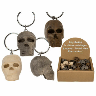 Wooden Skull Keyrings in Counter Display (48 pcs.)