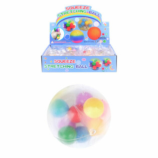 Squeeze Ball Ø 6cm with Pom Poms (Display of 12)