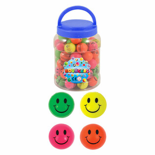 Smiley Bouncy Balls Ø3.3cm - Jar of 72 pcs