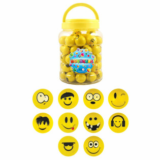 Smiley Funny Faces Bouncy Balls Ø3.3cm in Display Tub (72 pcs)