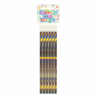 6-Piece Superhero Pencil & Eraser Set - Display (24 Sets)