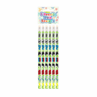6-Piece Gamer Pencil & Eraser Set - Display Box (24 Sets)