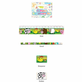 4-Piece Farm Animals Stationery Set (24 pcs)