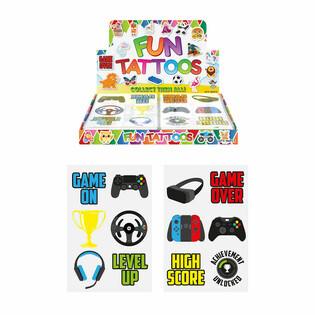 Gamer Fun Tattoos Display Box (96 Sheets)