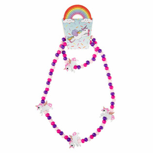 Wooden Unicorn Necklace & Bracelet Set for Kids (48 pcs)