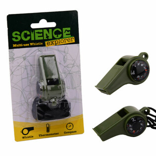 SCIENCE EXPLORER SURVIVAL WHISTLE WITH COMPASS AND THERMOMETER (24 pcs)