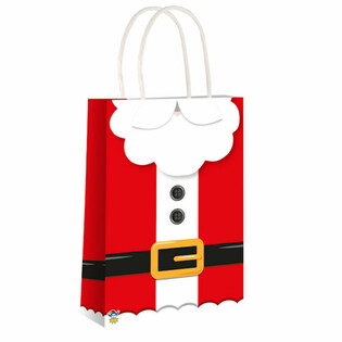Santa Claus Paper Gift Bags with Handles - 14x21x7cm - Pack of 24
