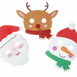 Christmas Foam Masks Assortment - Santa, Reindeer & Snowman (48 pcs)