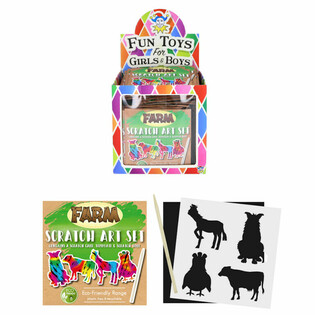 ECO FRIENDLY - MAGIC COLORS SCRATCH ART PAPER - FARM ANIMALS IN DISPLAY (108 pcs)