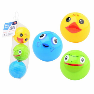 HAPPY WORLD - BABY ANIMAL BATH PLAY BALLS - Suitable from 0 Months (1st.)
