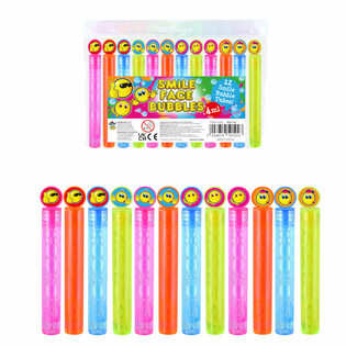 Colored Smiley Bubble Wand Toys (1 Pack of 12 pcs)